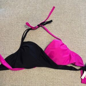Victoria's Secret Hot Pink and Black Swim Top